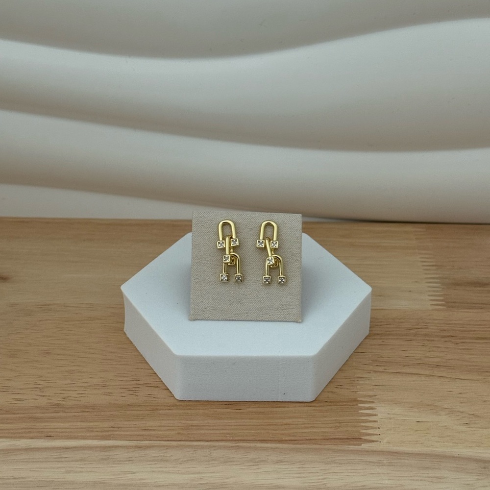 Gold and Silver Earrings with Crystal Accents